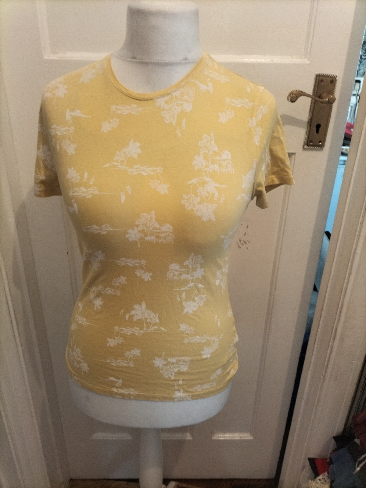 M&S Collection 12 Yellow And White Short Sleeved Blouse