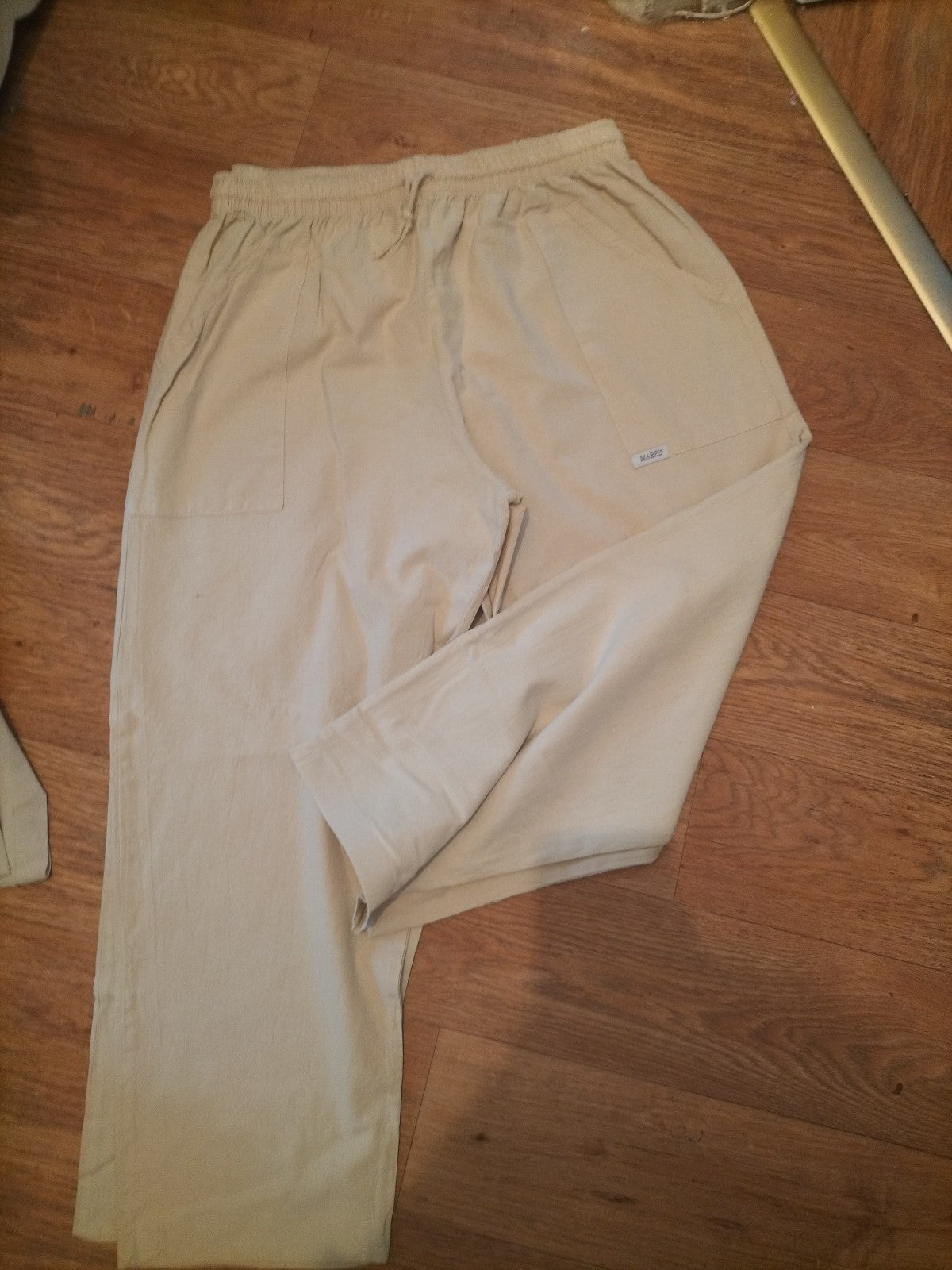 Mens Mabel Size 2XL Stone/Beige Elasticated Trousers