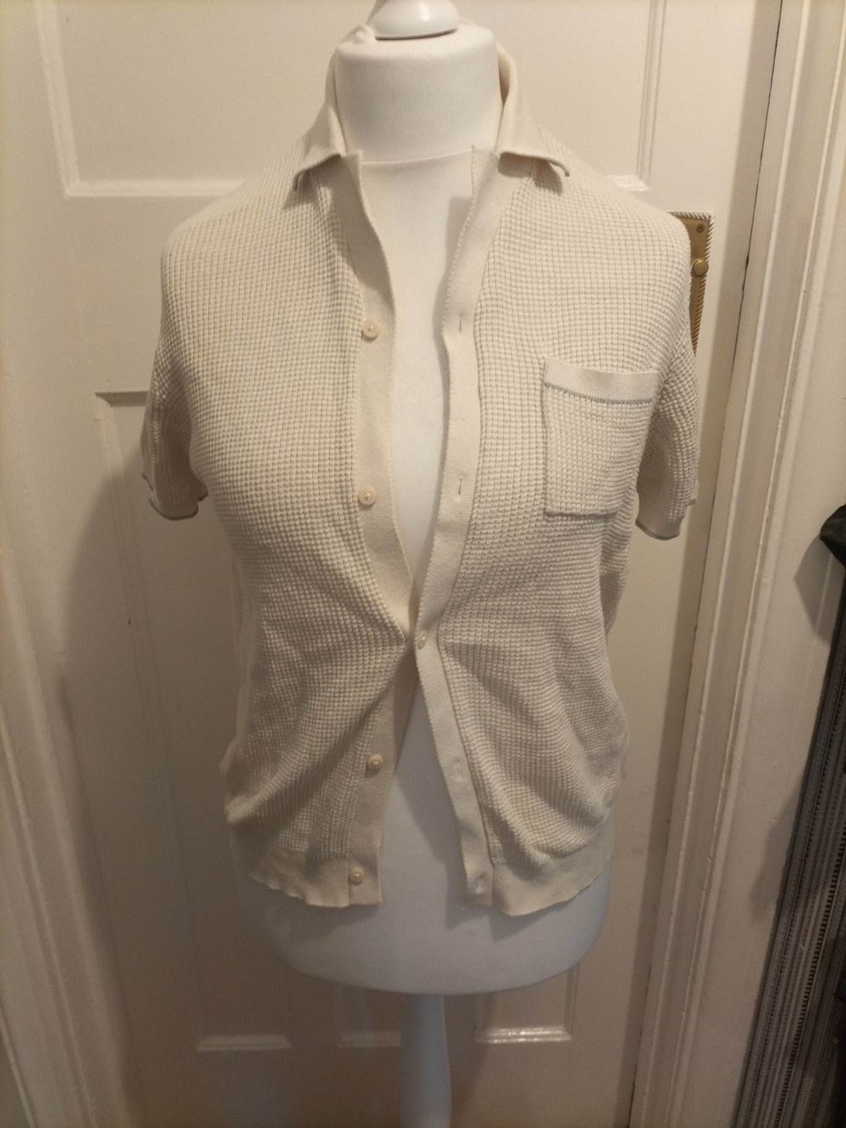 Mens Primark Size XS Stone Short Sleeved Cardigan