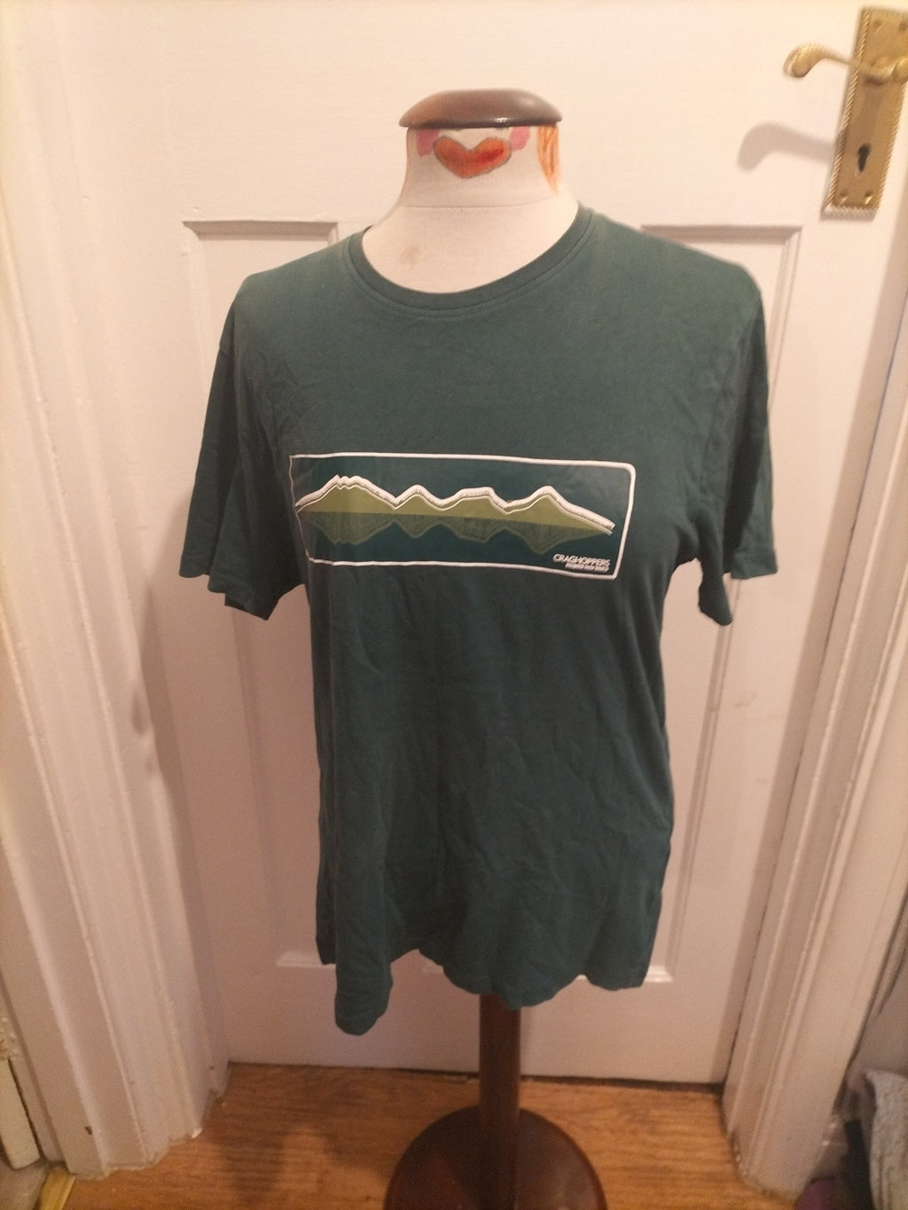 Mens Craighoppers Size Medium Green Short Sleeved Printed Tshirt