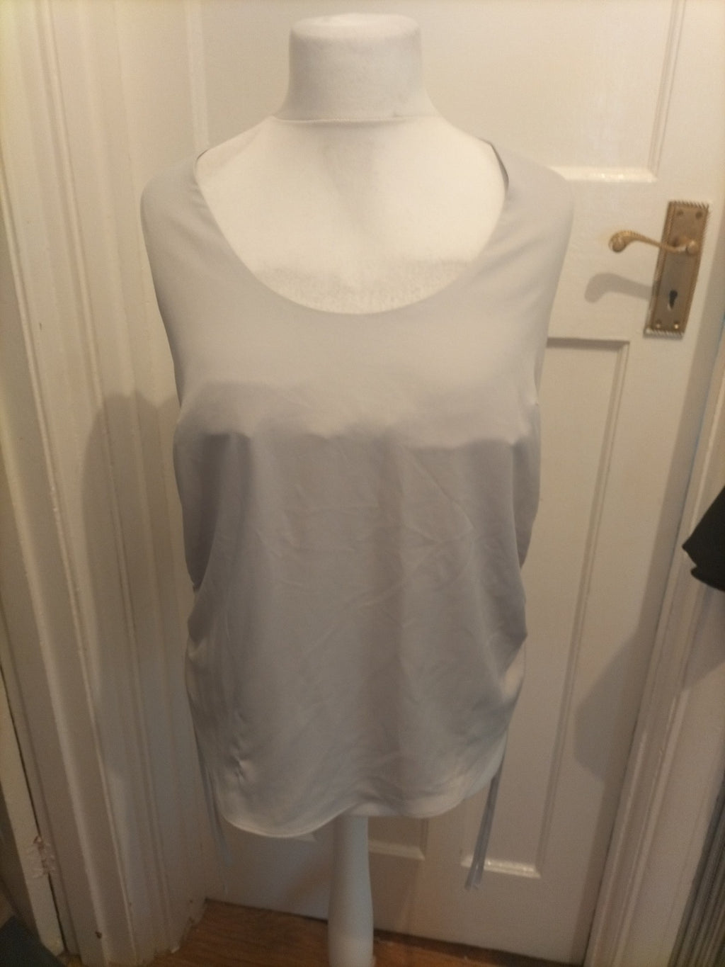 Ladies River Island Size 14 Grey Sleeveless Ruched Blouse