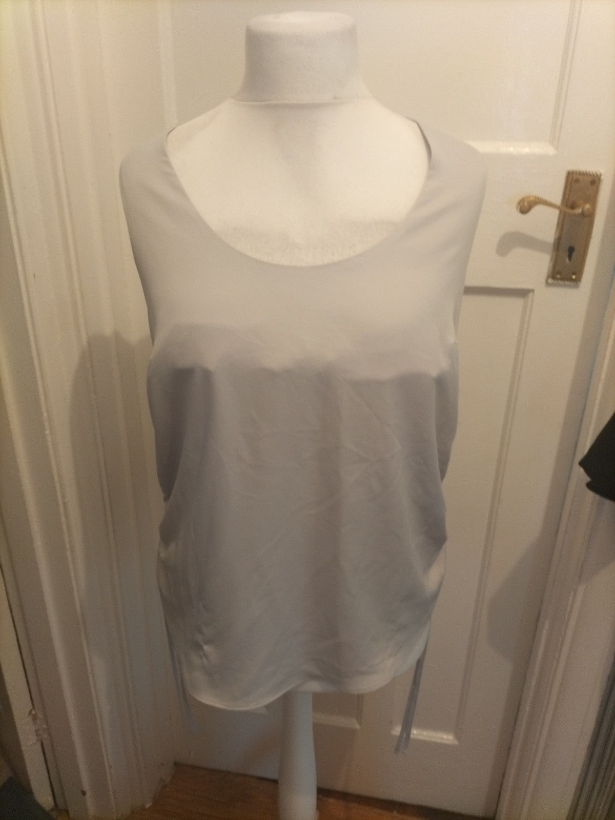 Ladies River Island Size 14 Grey Sleeveless Ruched Blouse