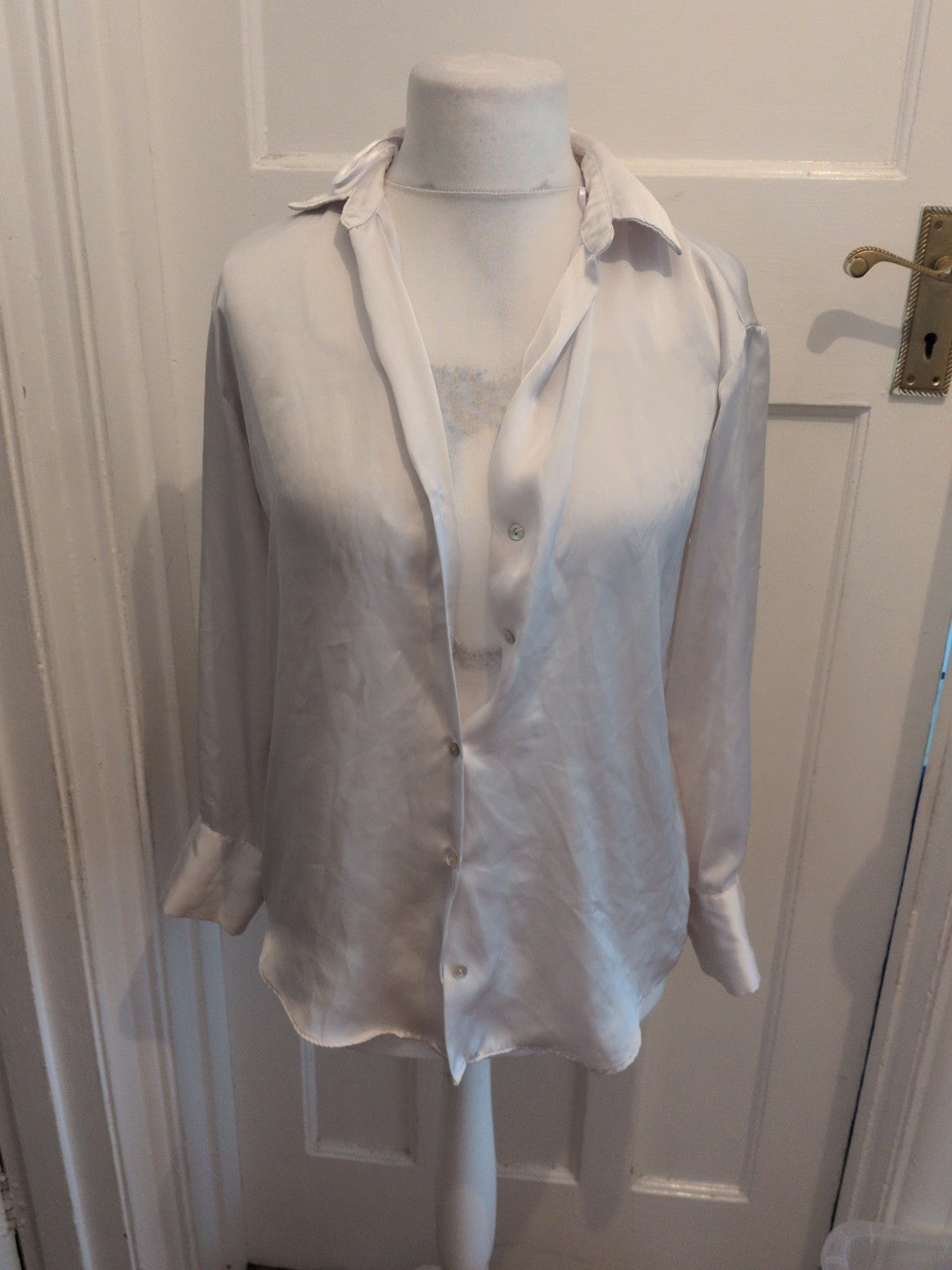 Zara Xs White Long Sleeve Blouse
