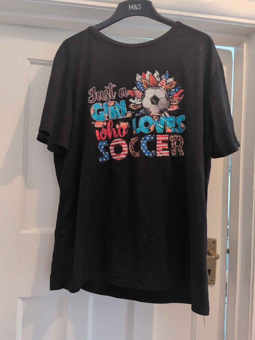 XL Black Girl Loves Soccer T-shirt
