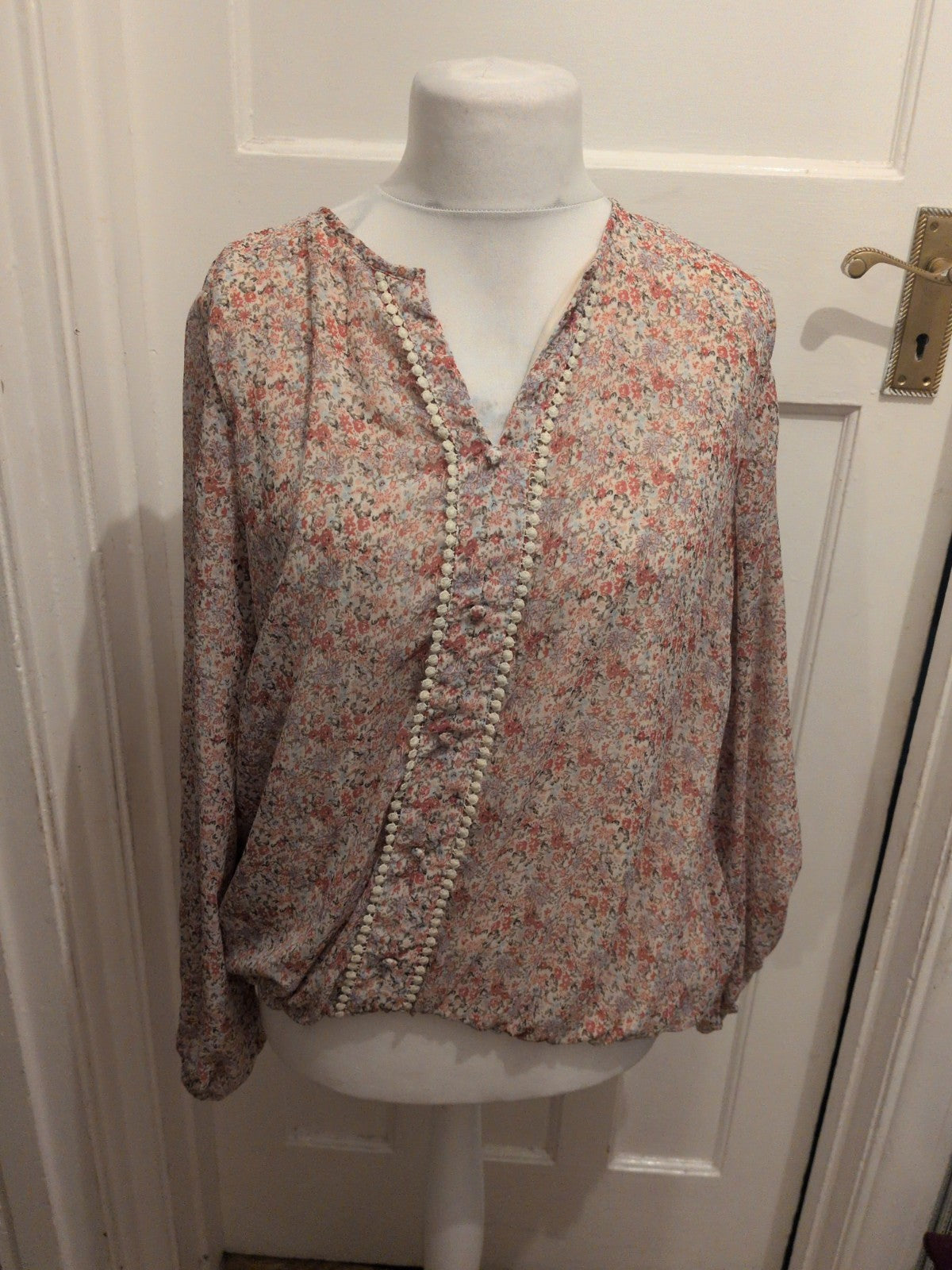 Bonmarche 16 Multicoloured Floral Long Sleeve Lined Blouse