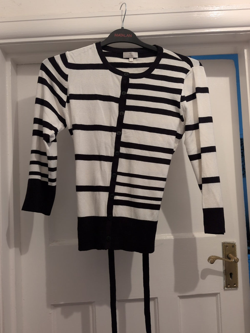 CC Petite Small Black And White Buttoned Cardigan With Belt