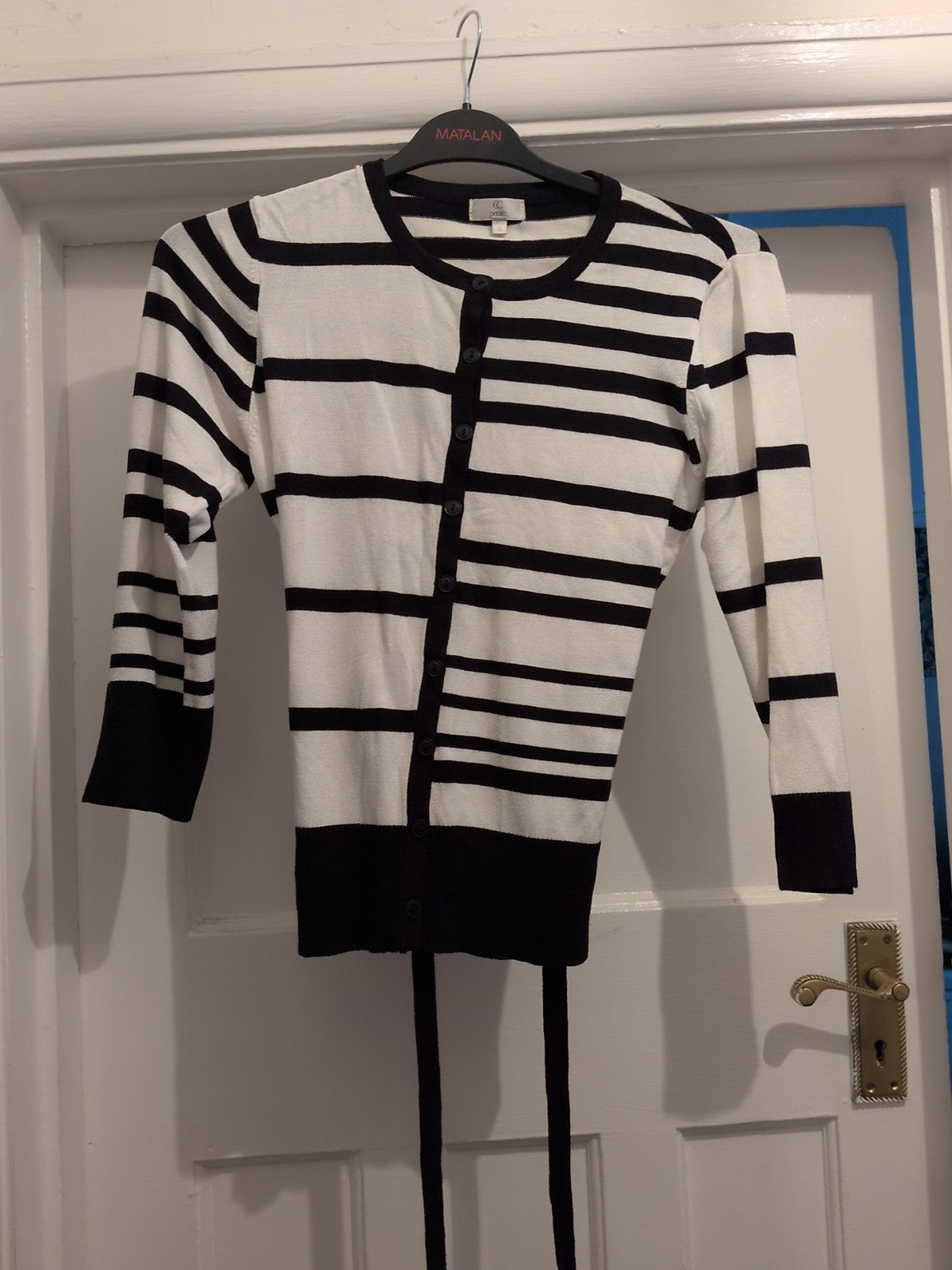 CC Petite Small Black And White Buttoned Cardigan With Belt