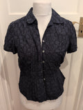 Cc 12 Navy Circle Pattern With Tie Blouse