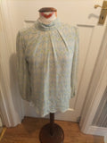 Ladies Tu Size 10 Cream/Blue/Yellow Patterned Long Sleeved Lined Blouse