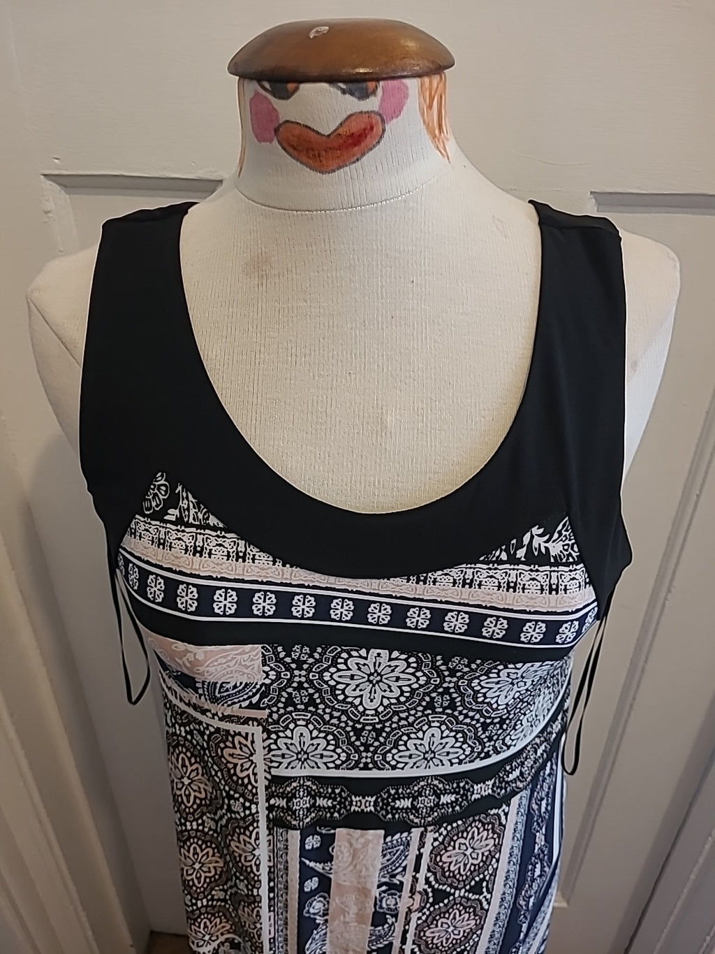 Ladies Wallis Size 12 Multi Coloured Aztec Style Sleeveless Long Dress