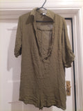 Ladies Esmee Size 8 Khaki Short Sleeved Collared Bodysuit