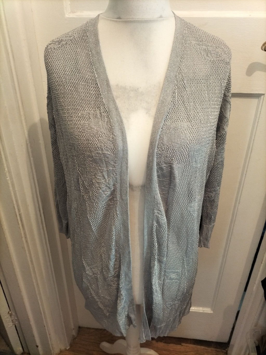 Chicos 2 Silver Knit Open Blouse