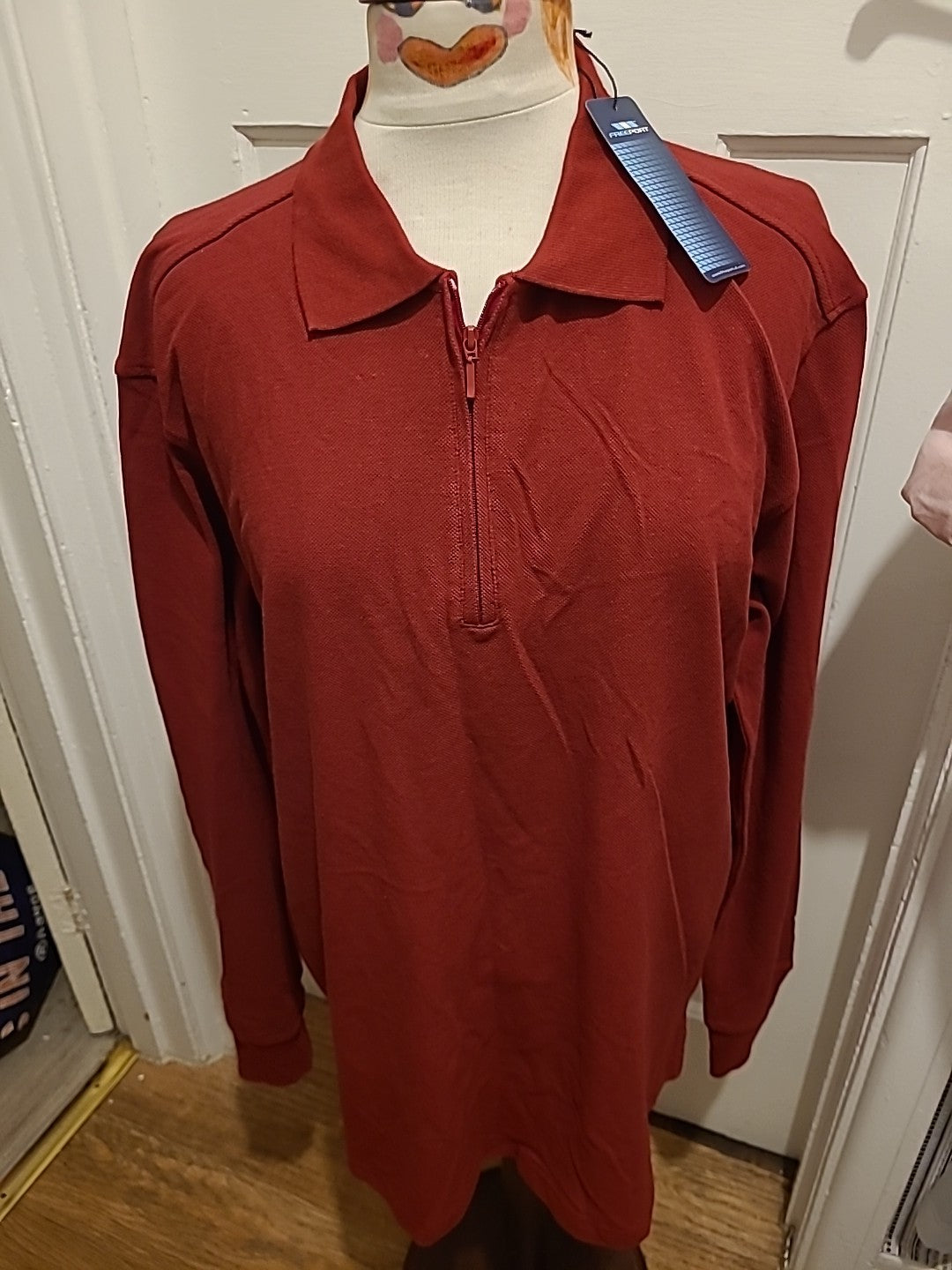 Mens Freeport Size XL Red Long Sleeved Polo