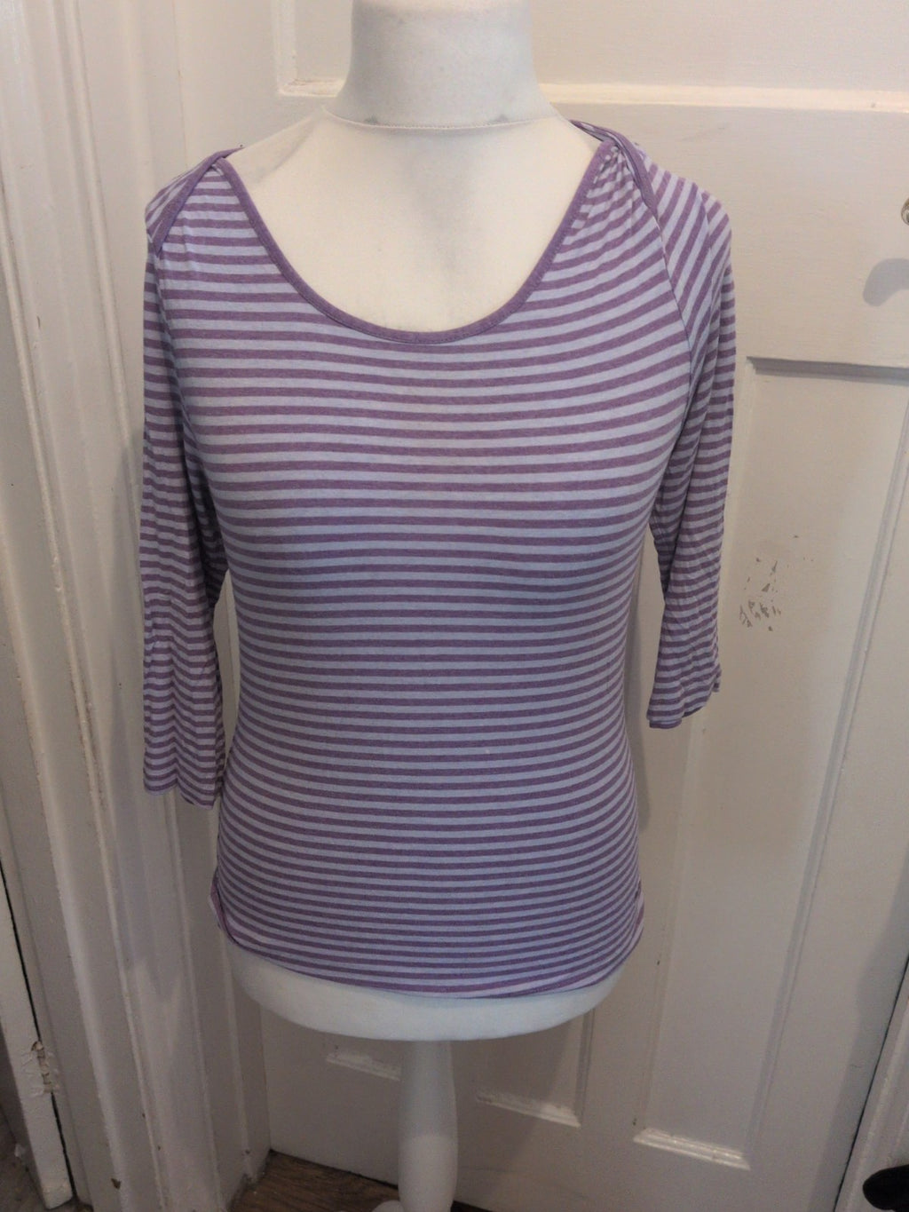 Paul Costelloe 3 Purple Stripe Blouse Long Sleeve