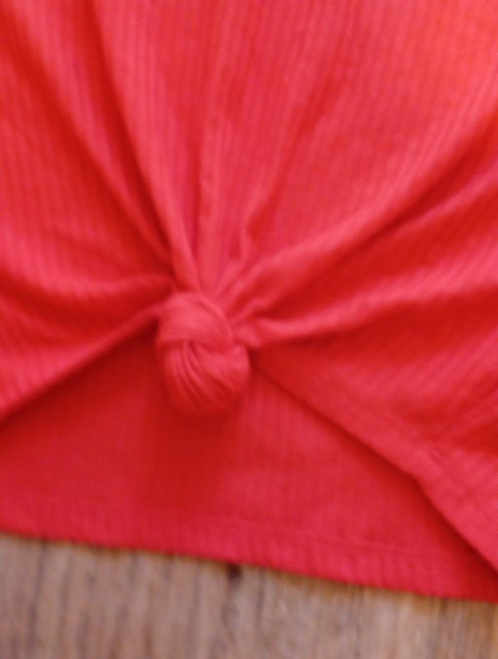 Ladies Size XS Orange Ribbed Knot Detail Crop Top