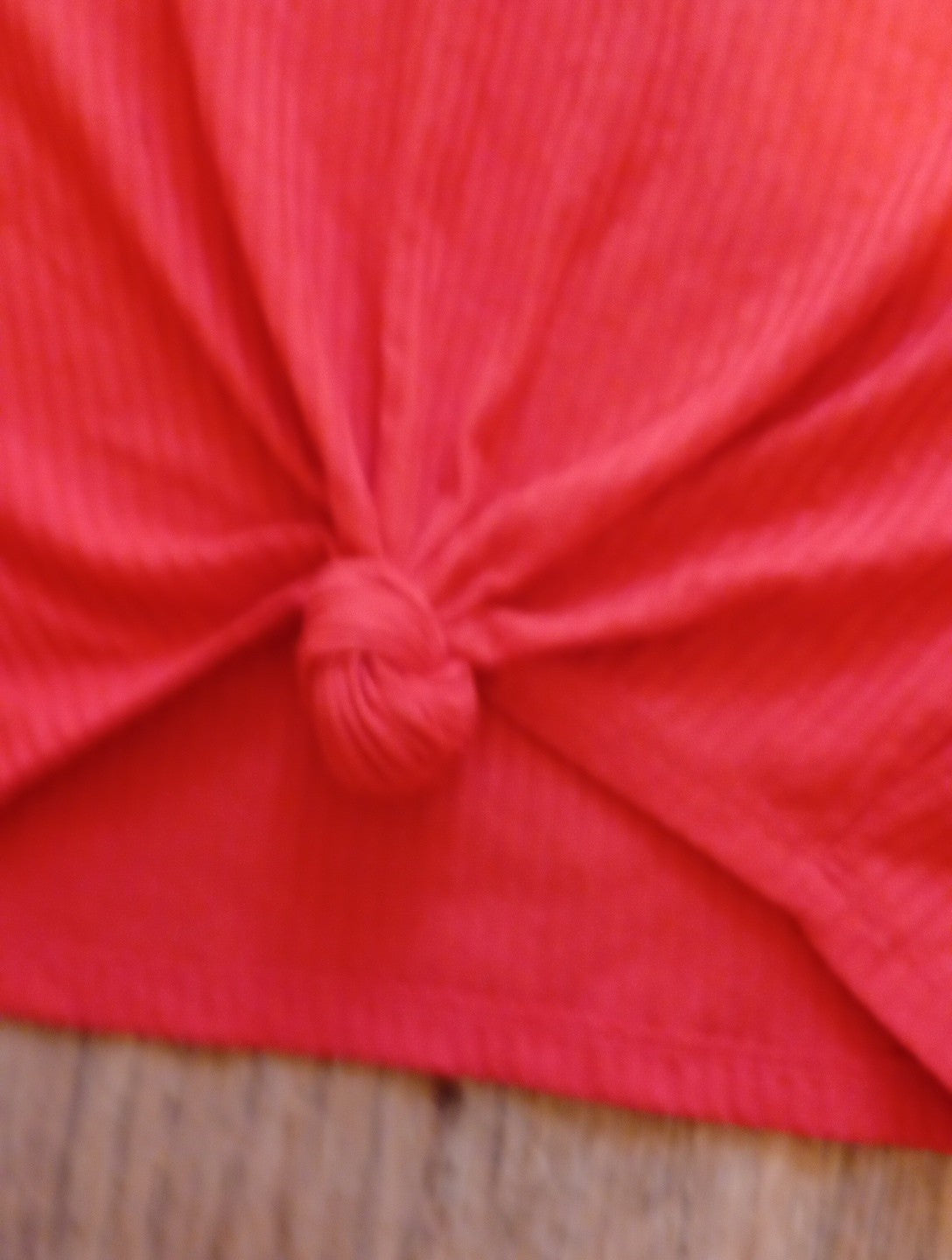 Ladies Size XS Orange Ribbed Knot Detail Crop Top
