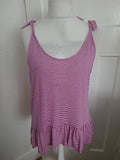 Ladies George Size 18 Hot Pink And White Striped Blouse Sleeveless