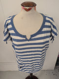 Tu 14 Blue And White Striped Cap Sleeve T-shirt