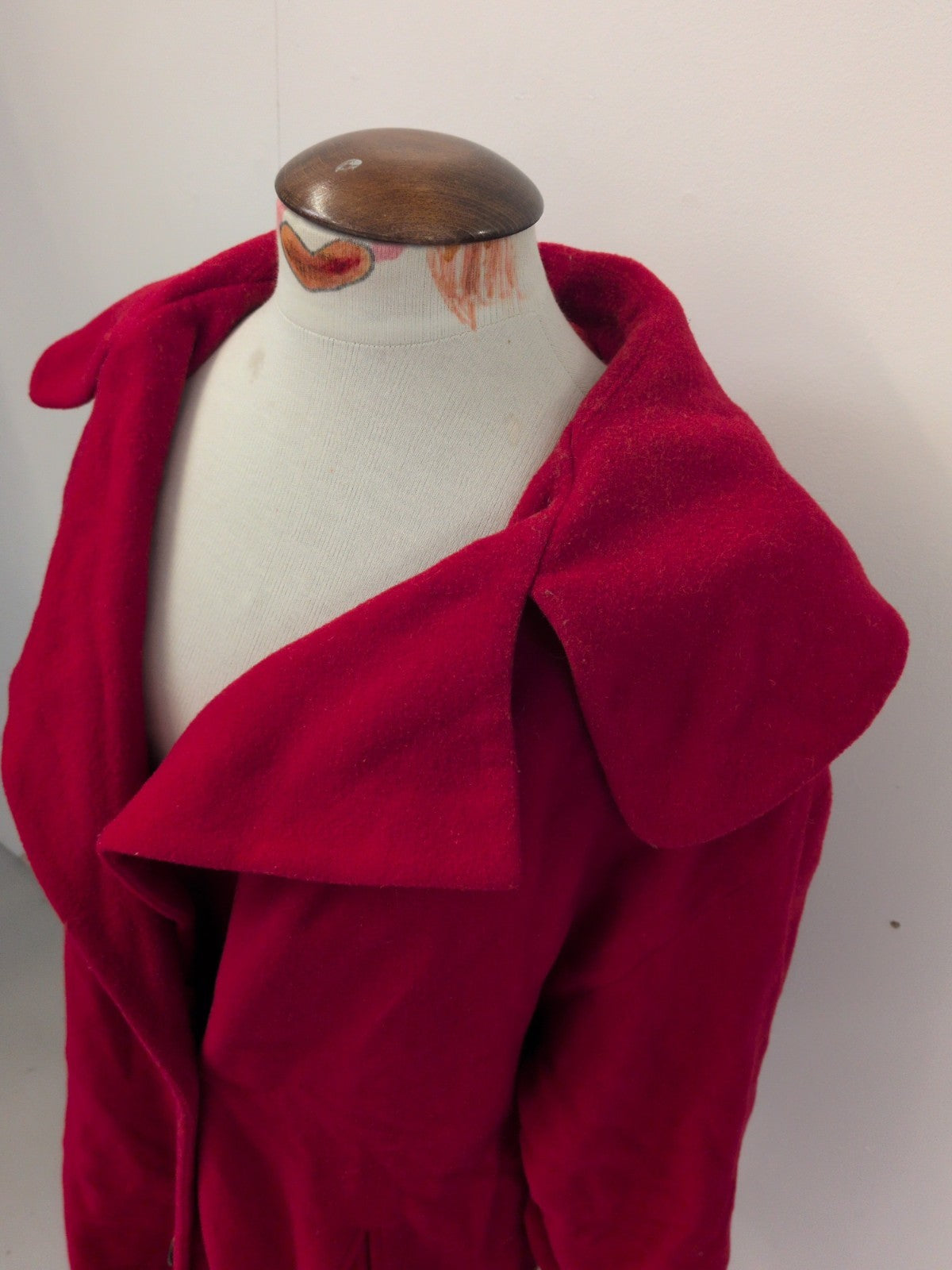 Pta XL Red Wool Long Length Lined Jacket