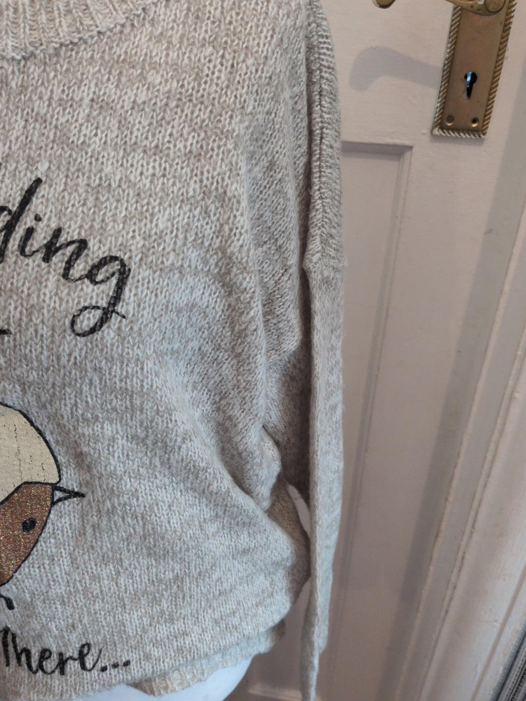 New Look Large Grey Christmas Pud Jumper