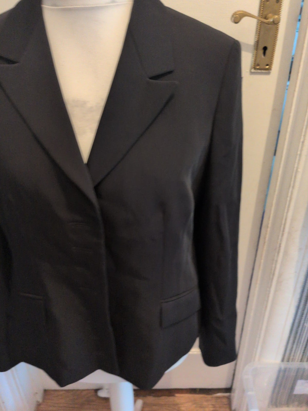 Ladies Marks And Spencer 18 Black With Floral Lining Padded Blazer
