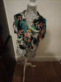 Ladies Peacocks Size 10 Multi Floral Short Sleeved Blouse