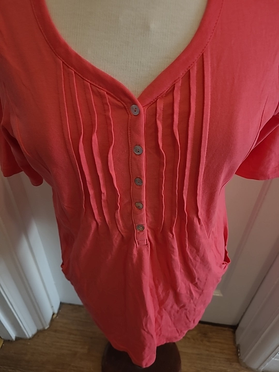Ladies Cotton Traders Size 12 Pink Short Sleeved Blouse