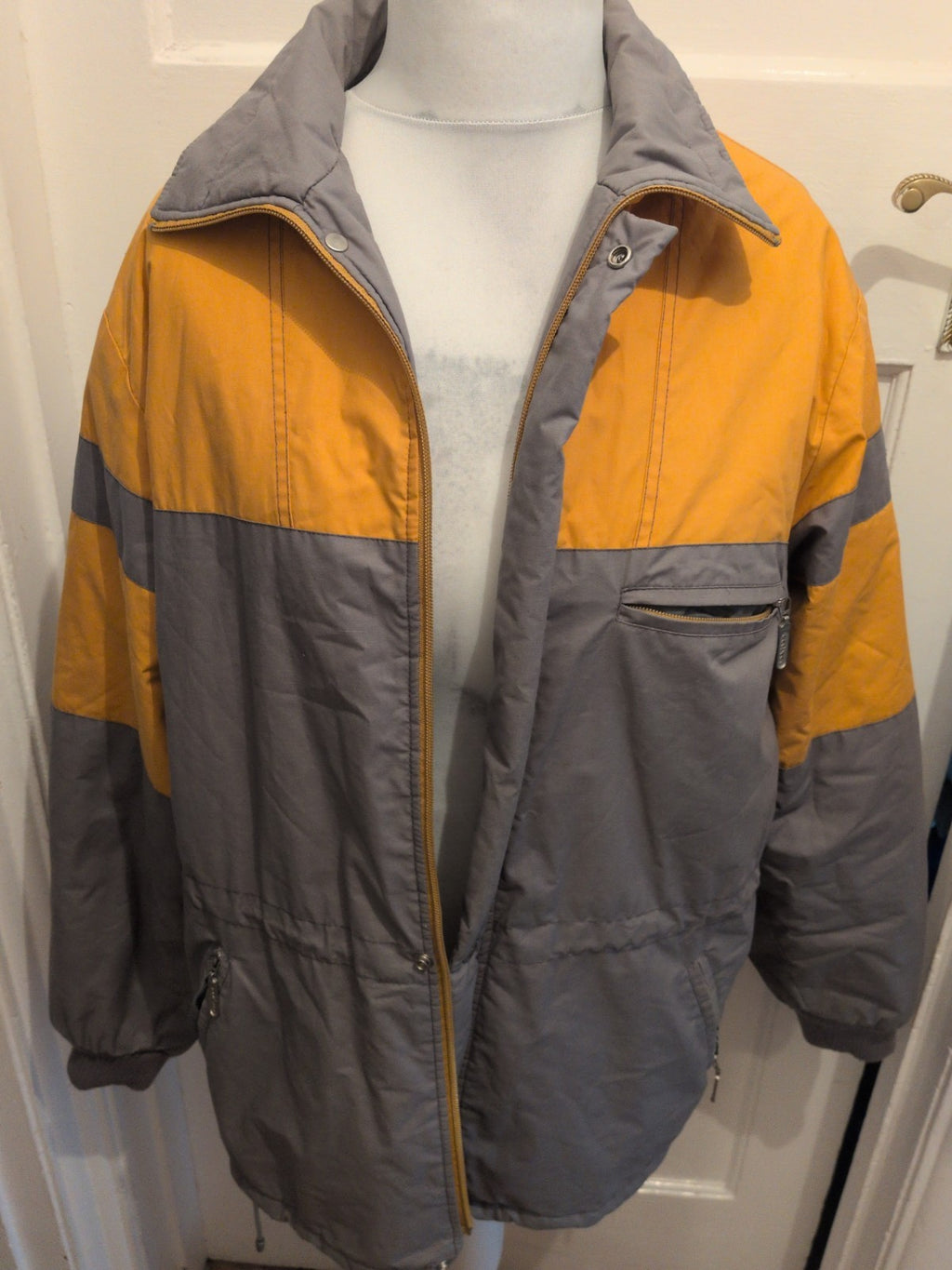 Active Large Grey And Orange Full Zip Coat