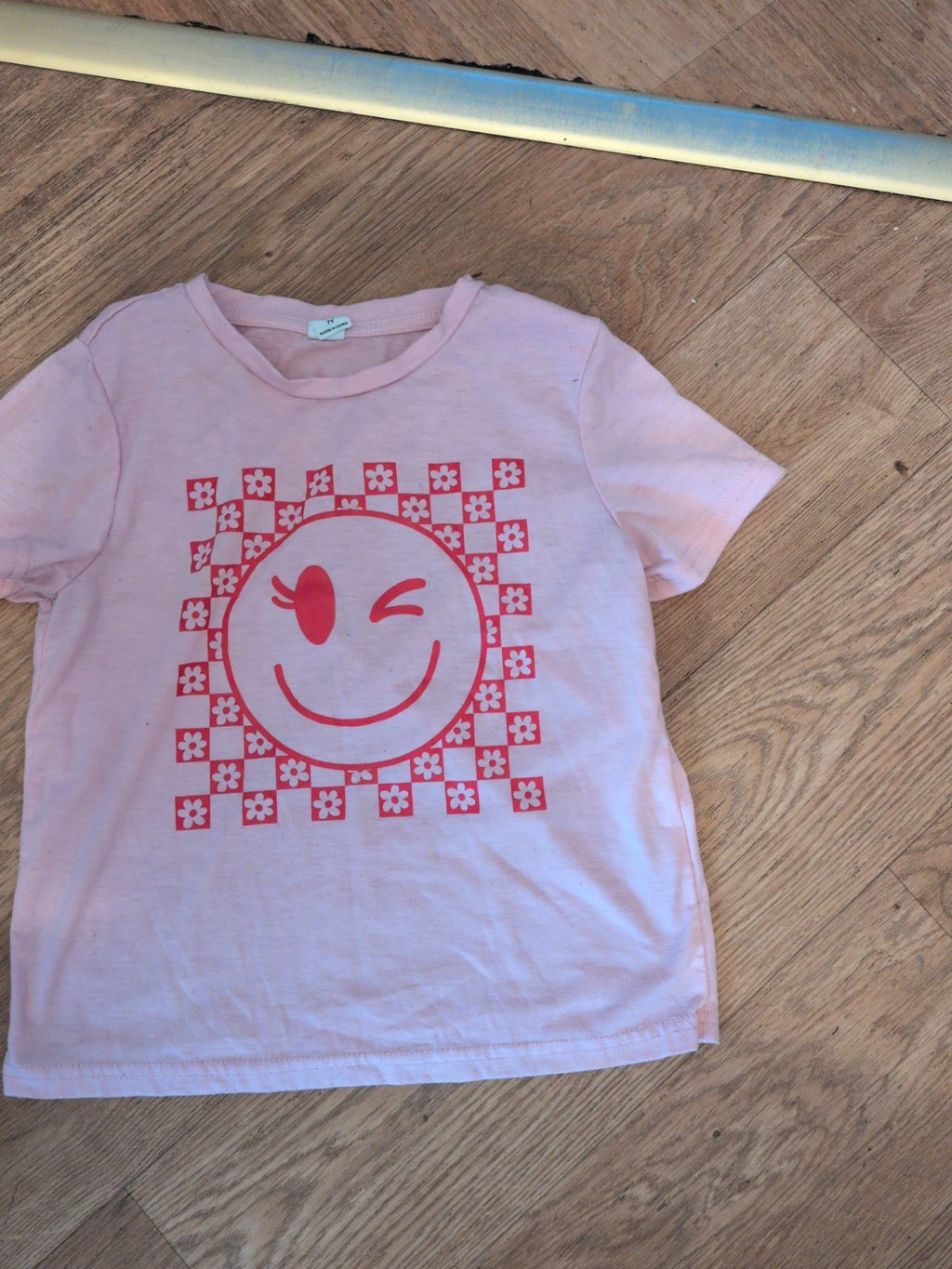 Shein 7 Years Pink And Red Short Sleeve T-shirt