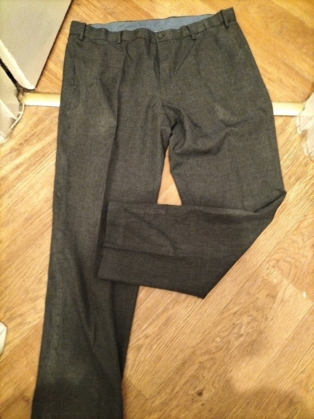 Mens M&S Size 38Rx31 Grey Smart Trousers