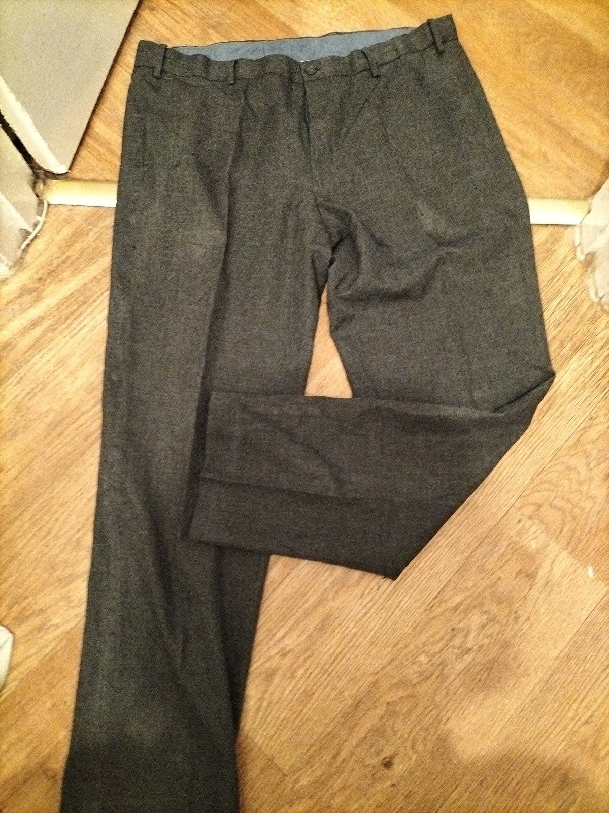 Mens M&S Size 38Rx31 Grey Smart Trousers