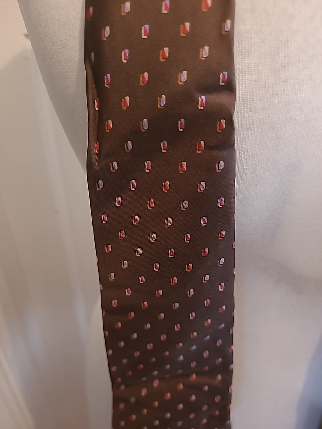 Mens St Michael 100% Silk Brown Pattern Tie