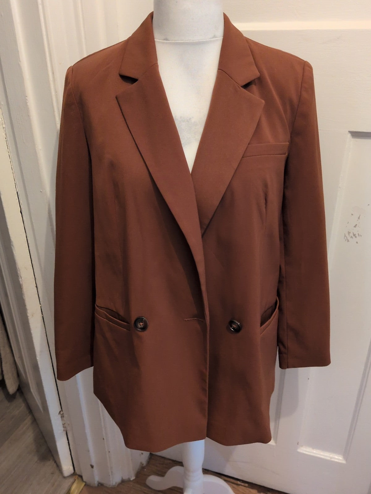 Brown 16 Lined Padded Blazer