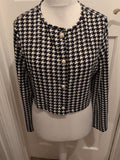 2XL Black And White Long Sleeve Button Blouse