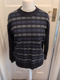 Todd Baxter Large Navy Patterned Jumper Pullover