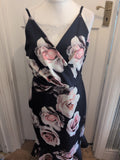 Ladies Boohoo Size 18-20 Navy Floral Sleeveless Dress