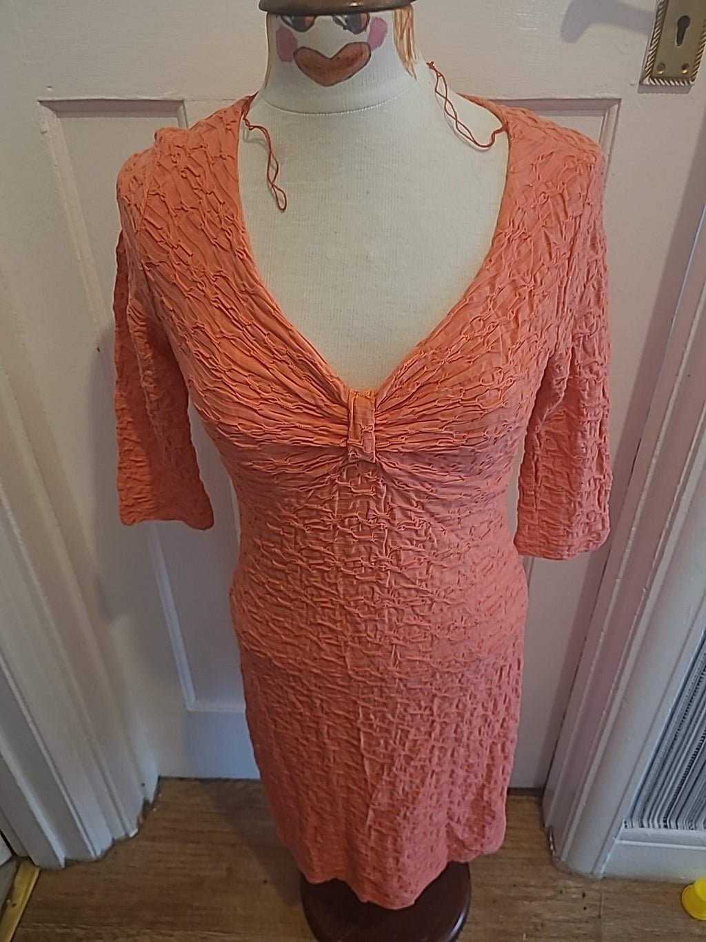 Ladies Apanage Size 10 Peach V Neck Lined Dress