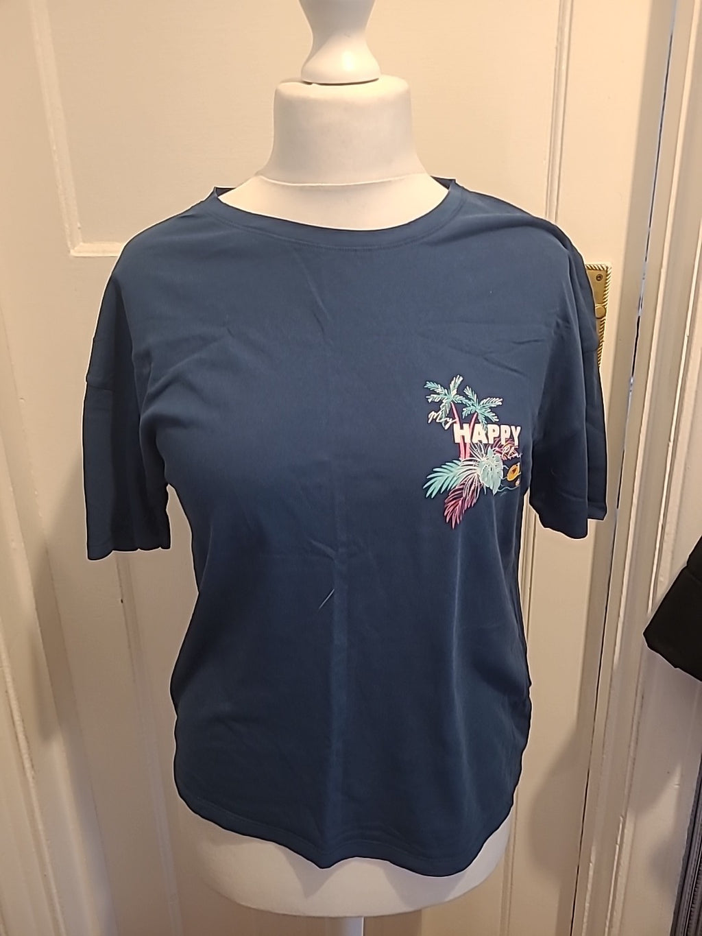 Ladies Day Dreams Size 12 Teal/Navy Happy Days Pyjama Top