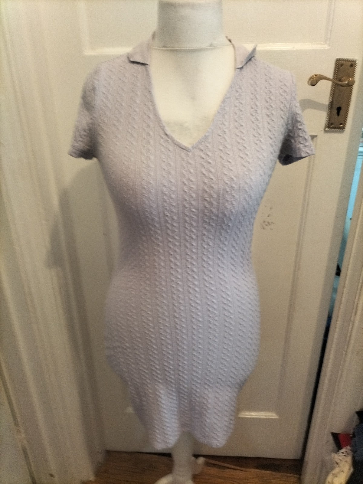 H&M Medium Lilac Short Sleeved V Neck Jumper Dress