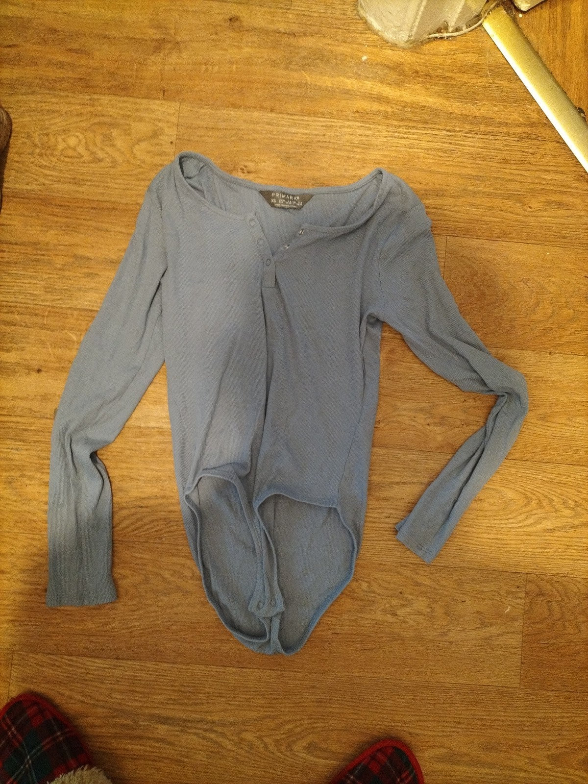 Ladies Primark Size 6-8 Blue Long Sleeved Bodysuit