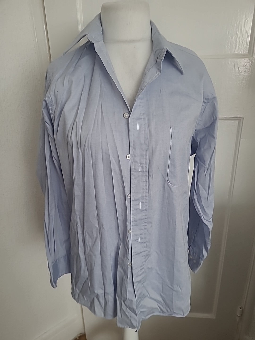 Mens Vanheusen Size 15.5 Grey/Blue Long Sleeve Shirt