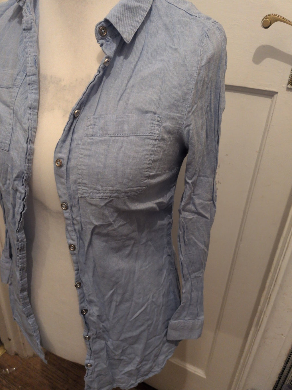 Primark 8 Blue Collared Long Sleeved Buttoned Shirt Dress