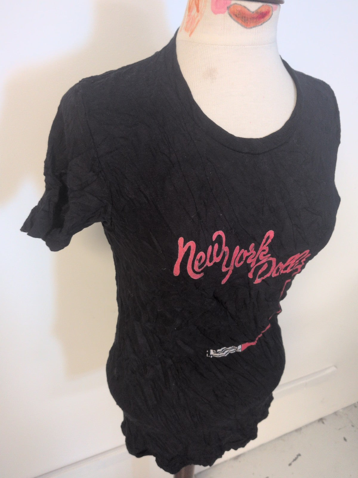 Ladies Size Small New York Dolls Printed T-shirt Short Sleeve