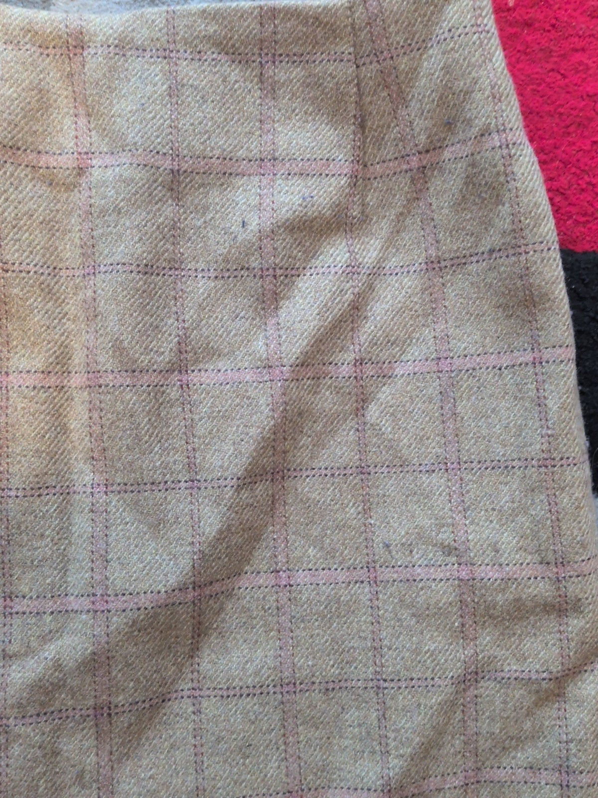 The House Of Bruar Size 8 Beige Check Lined Pencil Skirt
