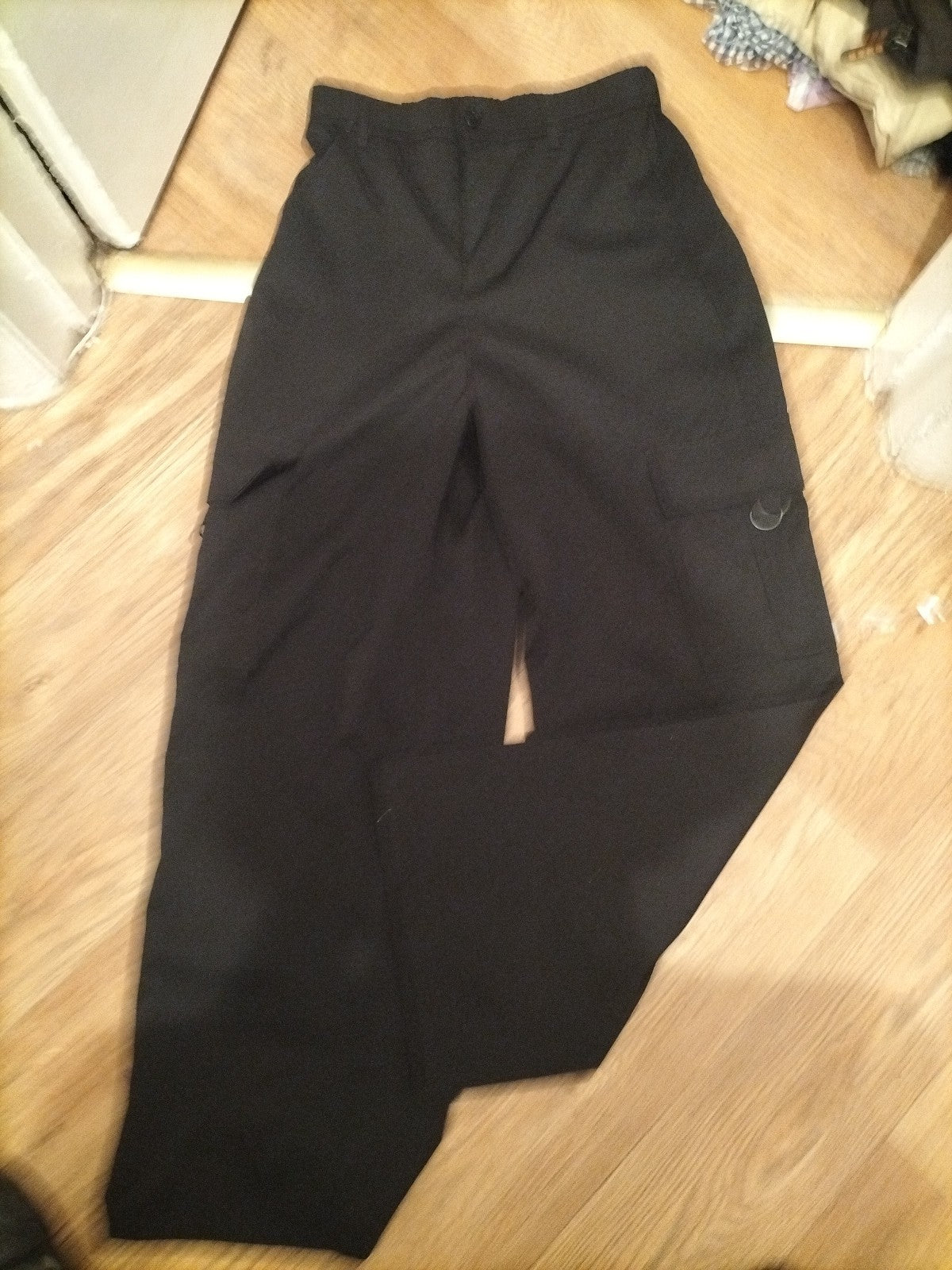 Large Black Wide Leg Cargo Trousers