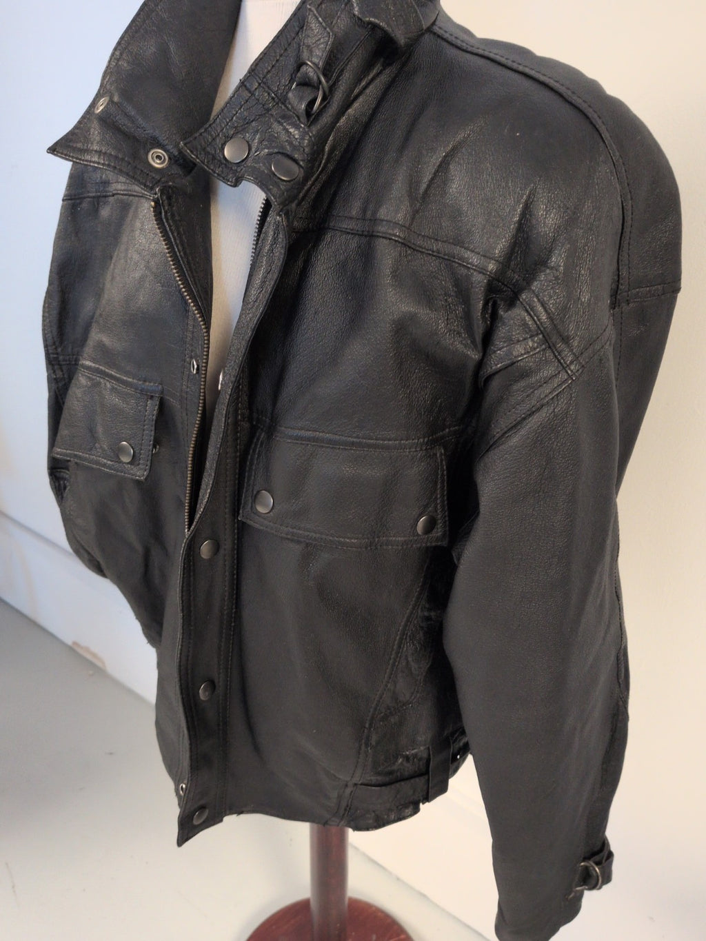 Real Leather Medium Black Lined Jacket