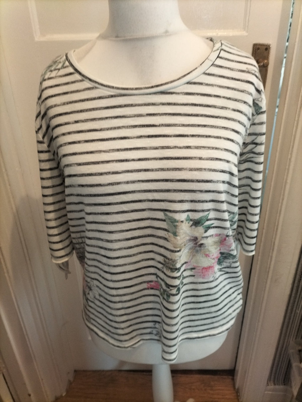 Ladies Debenhams Size 14 Striped Floral Blouse