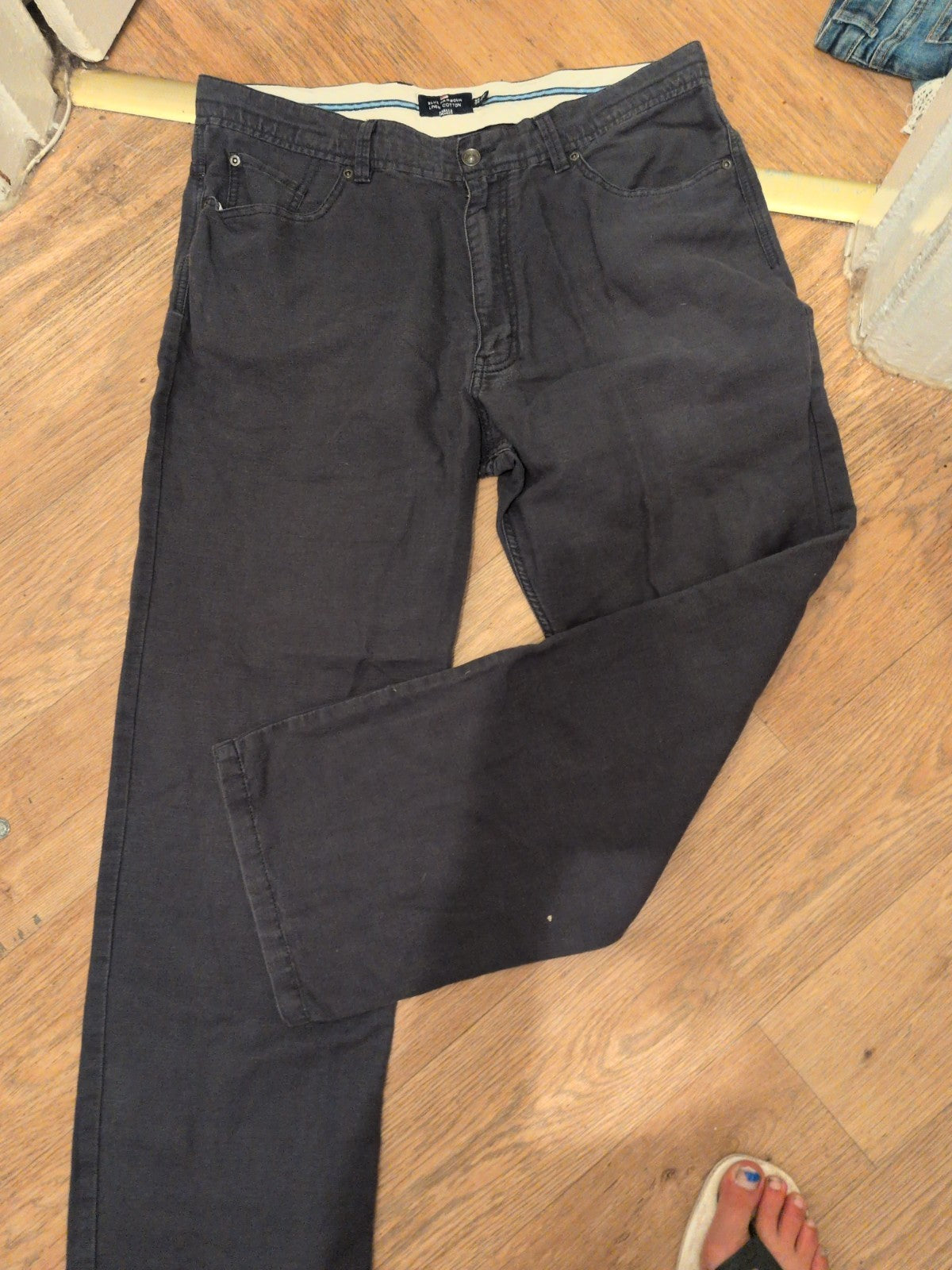 Blue Harbour 38W 31L Linen Cotton Navy Trousers
