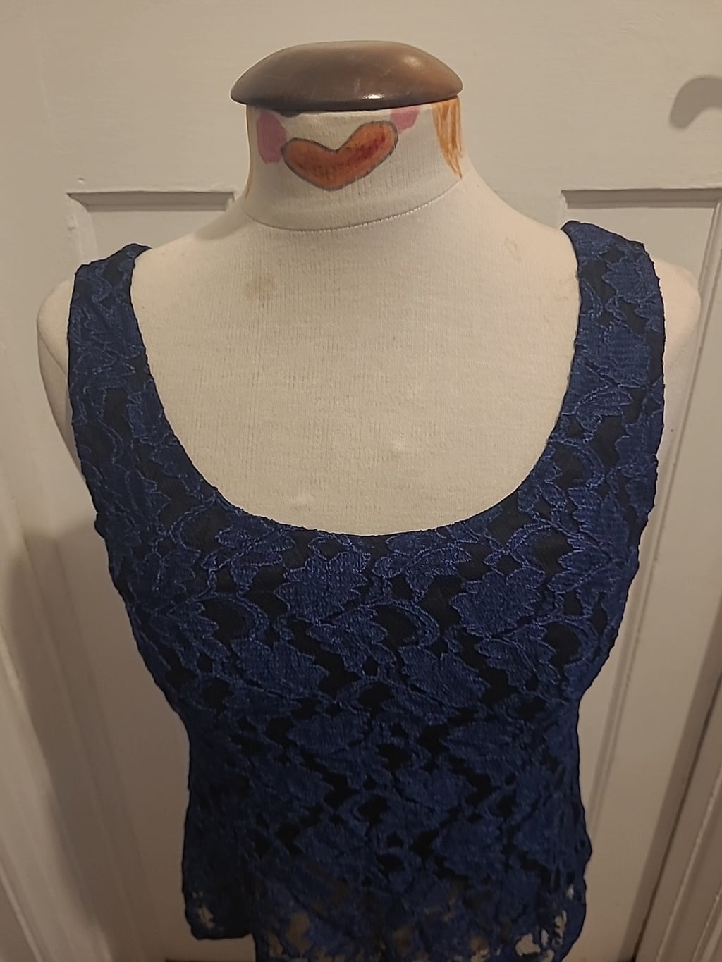 Ladies Fransa Size Small Blue Black Lined Sleeveless Tshirt