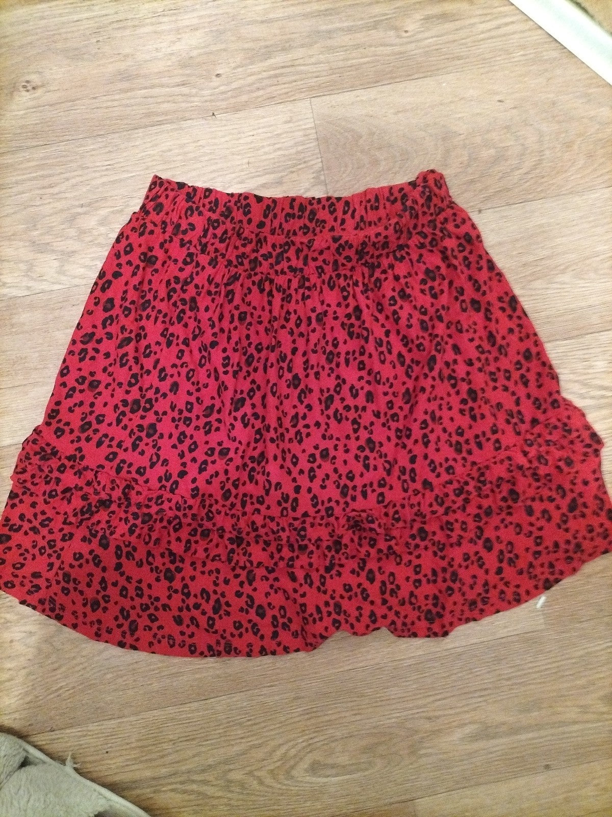 Ladies Next Size 6 Black And Red Elasticated Short Skirt